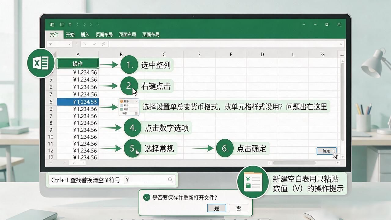 Excel数据格式恢复常规_excel中的数字总变为货币_Excel货币格式转换问题