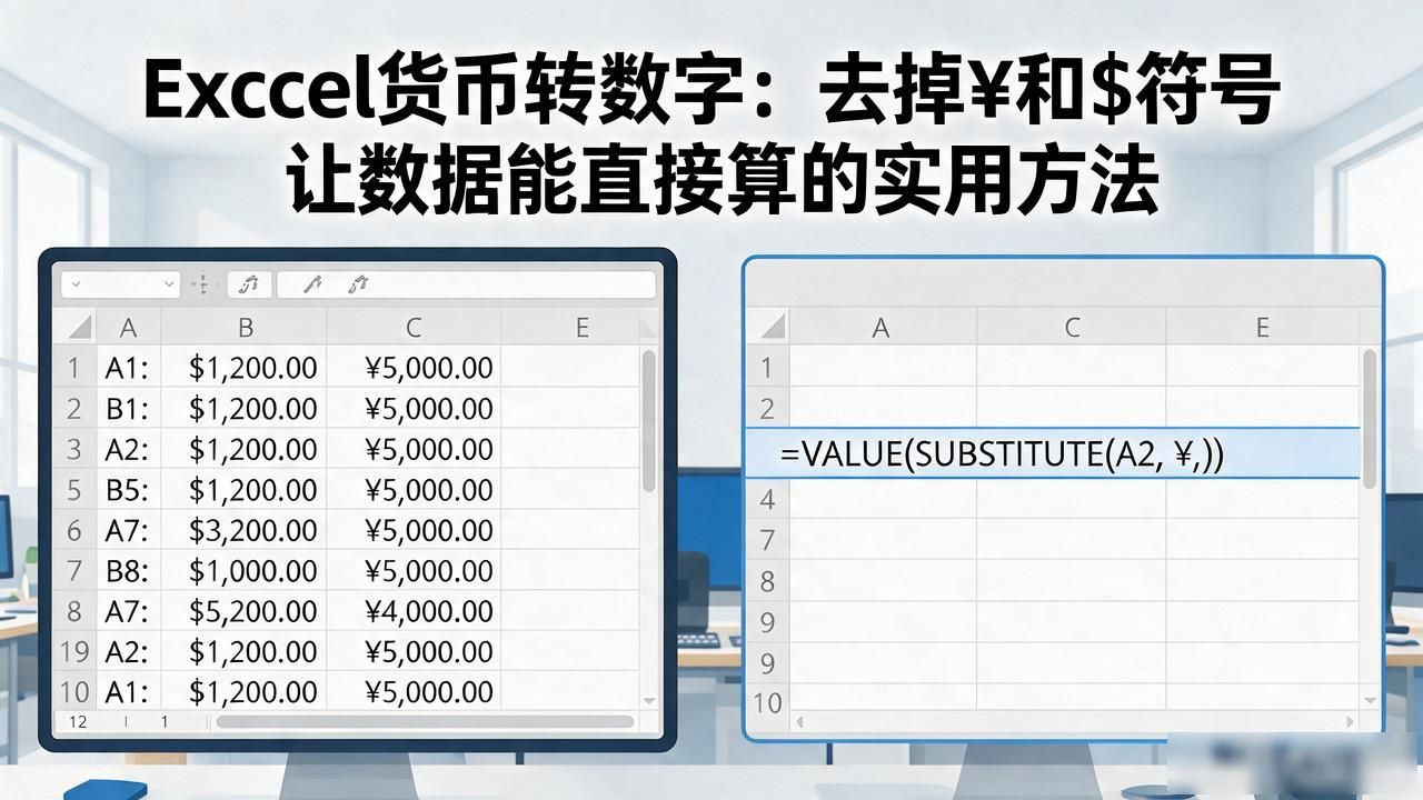 财务报表去除货币符号_Excel金额文本转数值_excel怎么把货币转换成数字